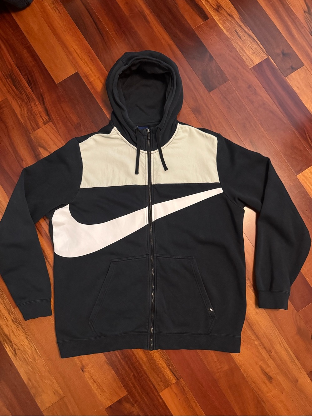Nike Navy and Black Zip Hoodie with Blue Tag
